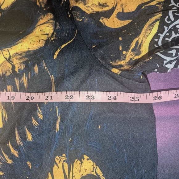 Bold Yellow Graphic Button Down Shirt Fits Like XL - Picture 8 of 10